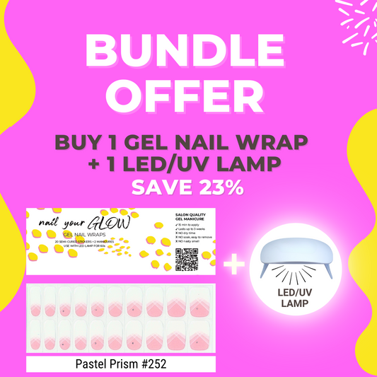 Bundle B: 1 Box of Gel Nail Wrap (PASTEL PRISM #252) + 1 LED/UV Lamp