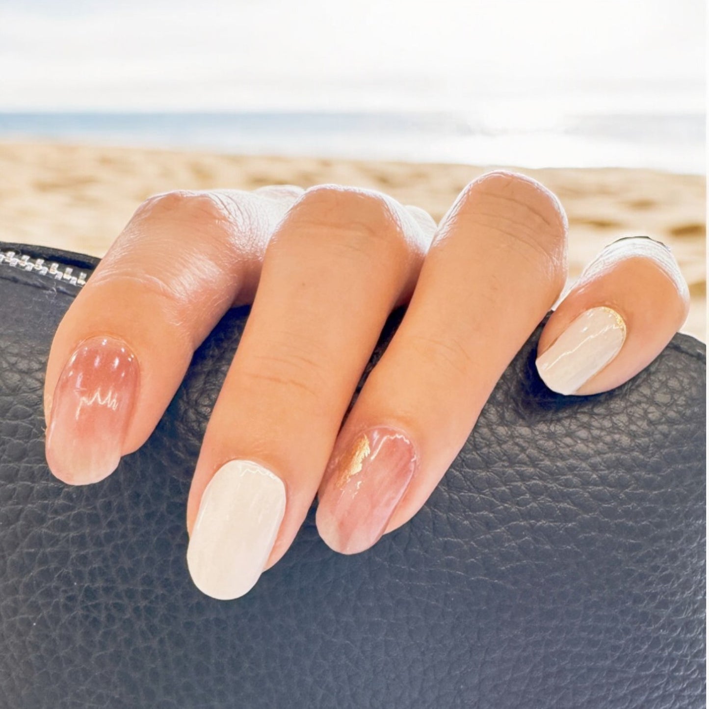 ELEGANT RADIANCE #13 - 20 Gel Nail Wraps by Nail Your GLOW (Pale Pink/Nude Marble Effect)