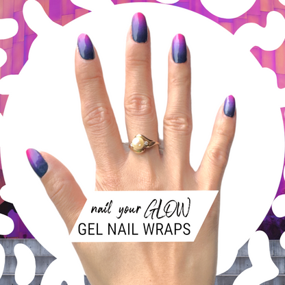 I AM FEARLESS - 20 Gel Nail Wraps by Nail Your GLOW (Ombre Purple to Pink)