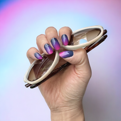 I AM FEARLESS - 20 Gel Nail Wraps by Nail Your GLOW (Ombre Purple to Pink)