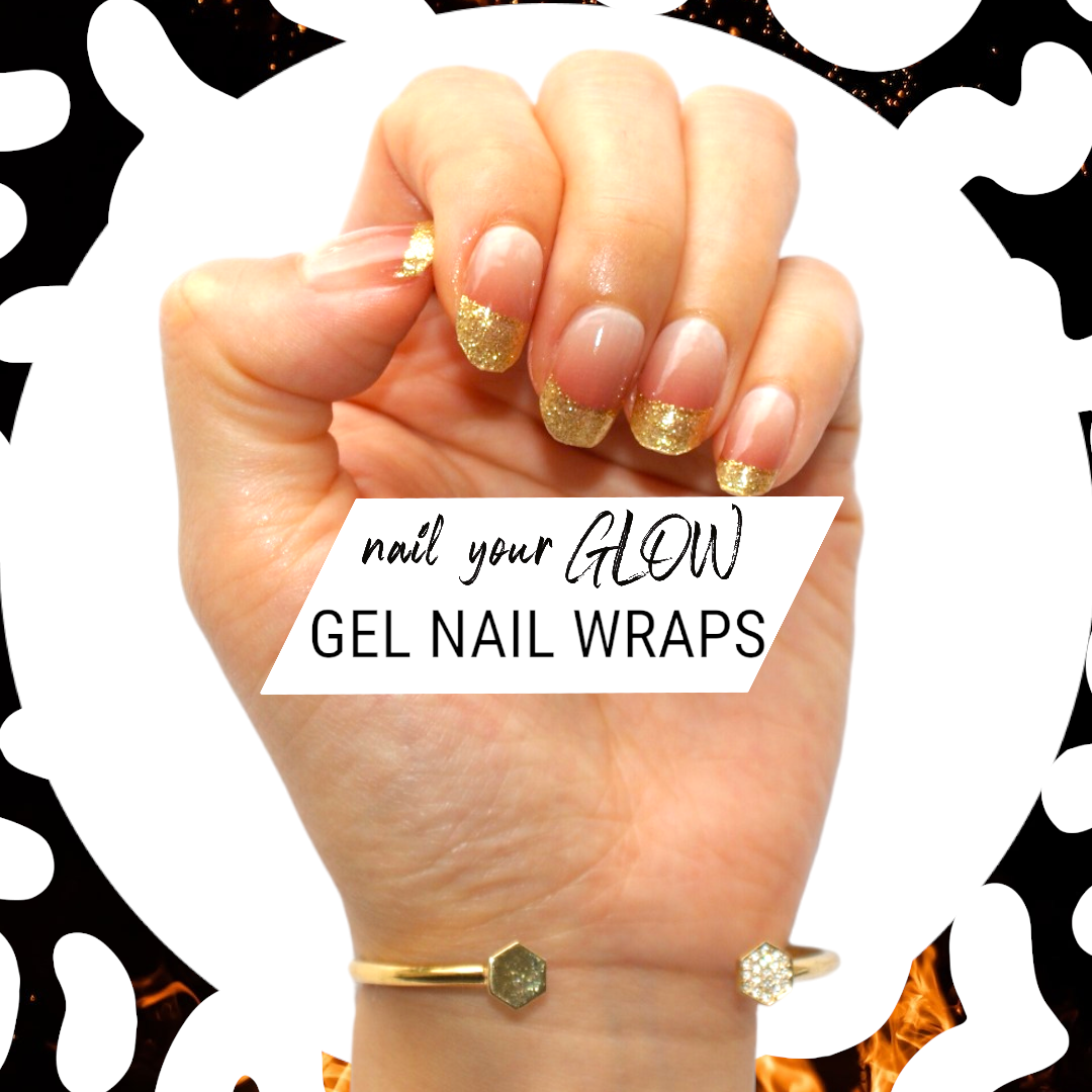 EVERYDAY GLAM - 20 Gel Nail Wraps by Nail Your GLOW (Gold Ombre French Manicure)