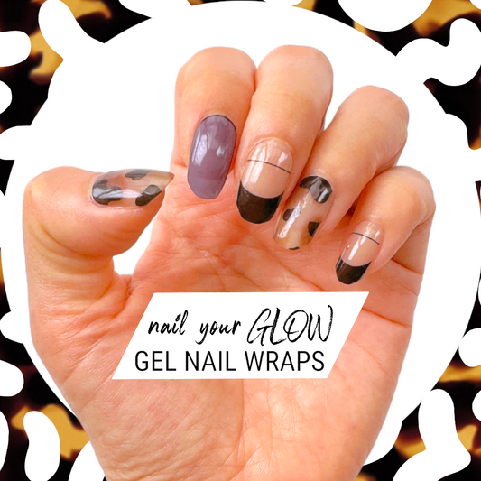 FEARLESS & INDEPENDENT - 20 Gel Nail Wraps by Nail Your GLOW (Tortoise Shell Leopard Purple)