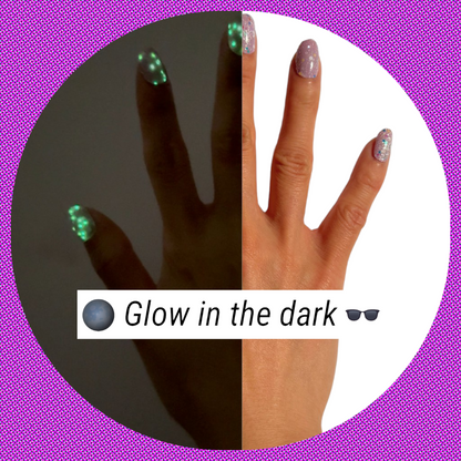 GLOWING IN PINK - 20 Gel Nail Wraps by Nail Your GLOW (Glow in the Dark Pink)