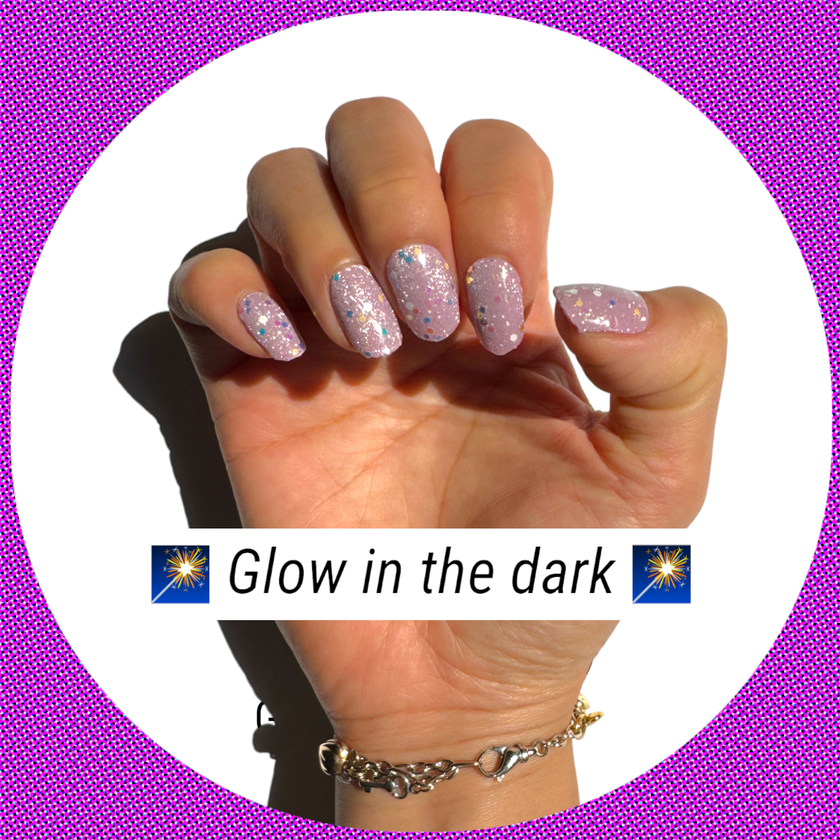 GLOWING IN PINK - 20 Gel Nail Wraps by Nail Your GLOW (Glow in the Dark Pink)