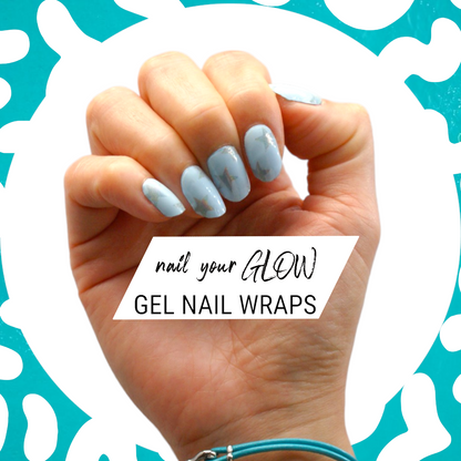 I PUT THE STAR IN STARTING OVER - 20 Gel Nail Wraps by Nail Your GLOW (Iridescent blue stars)