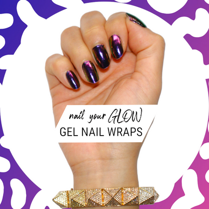 PADAM PURPLE - 20 Gel Nail Wraps by Nail Your GLOW (Purple Chrome)