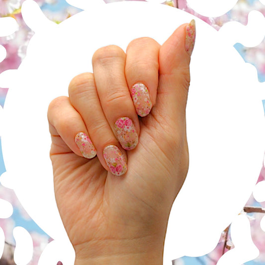 SERENITY MEADOW - 20 Gel Nail Wraps by Nail Your GLOW (Transparent floral)