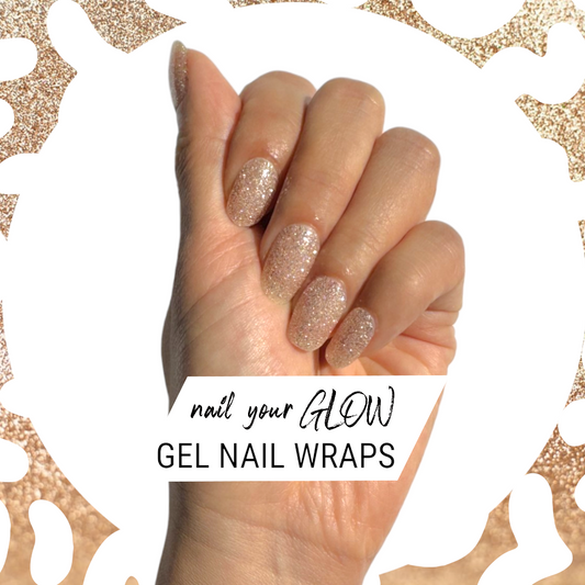 SING LIKE NOBODY'S LISTENING - 20 Gel Nail Wraps by Nail Your GLOW (Gold glitter)