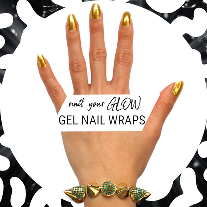 YAS QUEEN! - 20 Gel Nail Wraps by Nail Your GLOW (Gold Chrome)