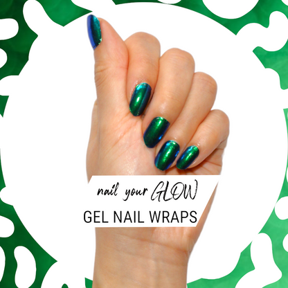 YOUR DISCO NEEDS YOU - 20 Gel Nail Wraps by Nail Your GLOW (Green Chrome)