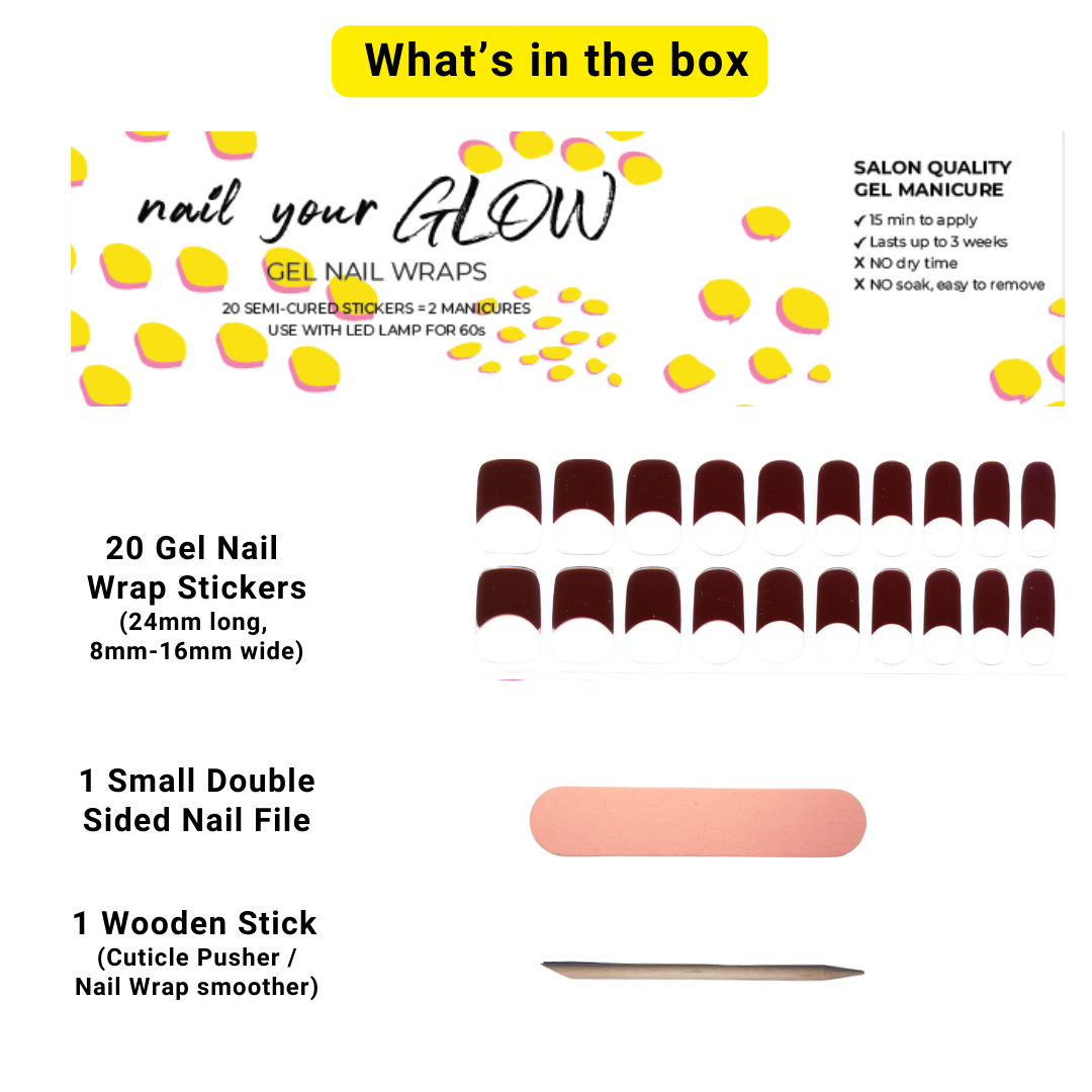 YOU GOT THIS! - 20 Gel Nail Wraps by Nail Your GLOW (Purple French Tip)