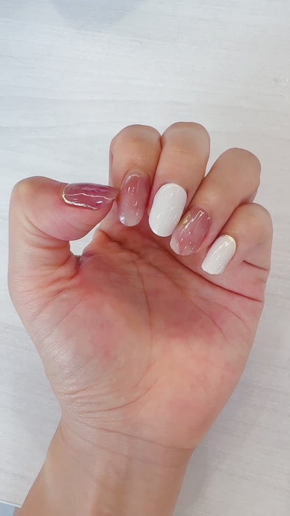 ELEGANT RADIANCE #13 - 20 Gel Nail Wraps by Nail Your GLOW (Pale Pink/Nude Marble Effect)